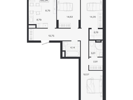 Продается 4-комнатная квартира ЖК Ясный берег, дом 19, бс 2-5, 88.54  м&sup2;, 15165000 рублей