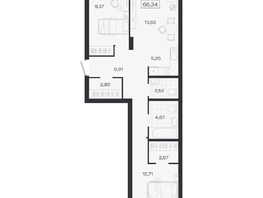 Продается 3-комнатная квартира ЖК Ясный берег, дом 19, бс 2-5, 66.34  м&sup2;, 11296000 рублей