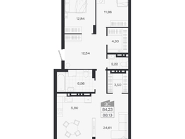 Продается 3-комнатная квартира ЖК Ясный берег, дом 19, бс 2-5, 88.13  м&sup2;, 14212000 рублей