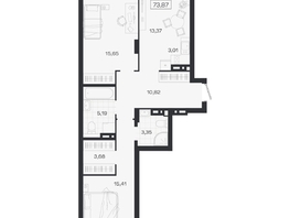 Продается 3-комнатная квартира ЖК Ясный берег, дом 19, бс 2-5, 73.87  м&sup2;, 12676000 рублей