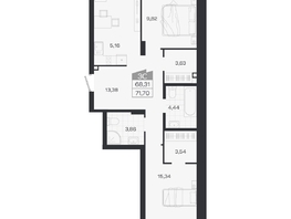 Продается 3-комнатная квартира ЖК Ясный берег, дом 19, бс 2-5, 71.7  м&sup2;, 11144000 рублей