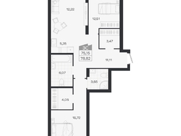 Продается 3-комнатная квартира ЖК Ясный берег, дом 19, бс 2-5, 78.82  м&sup2;, 12625000 рублей
