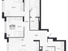 Продается 3-комнатная квартира ЖК Ясный берег, дом 32, 95.7  м&sup2;, 12097000 рублей