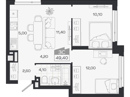 Продается 3-комнатная квартира ЖК Ясный берег, дом 33, 49.4  м&sup2;, 8141000 рублей