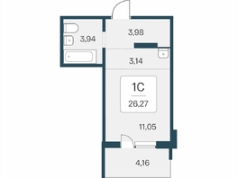Продается Студия ЖК Эко-квартал на Кедровой, дом 6, 26.27  м&sup2;, 4440000 рублей