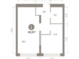 Продается 1-комнатная квартира ЖК Европейский берег, дом 46, 43.17  м&sup2;, 8540000 рублей