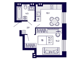 Продается 1-комнатная квартира ЖК Грибоедовский сад, 31.7  м&sup2;, 5700000 рублей