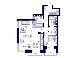 Продается 3-комнатная квартира ЖК Грибоедовский сад, 65.4  м&sup2;, 11200000 рублей