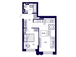 Продается 2-комнатная квартира ЖК Грибоедовский сад, 43.8  м&sup2;, 7500000 рублей