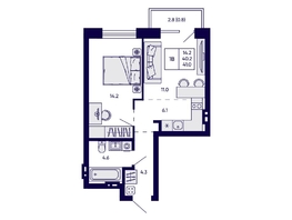 Продается 1-комнатная квартира ЖК Грибоедовский сад, 41  м&sup2;, 7100000 рублей