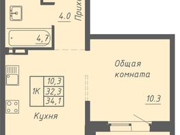 Продается 1-комнатная квартира ЖК Гильдия, 34.1  м&sup2;, 3900000 рублей
