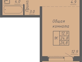Продается 1-комнатная квартира ЖК Гильдия, 26.8  м&sup2;, 3500000 рублей