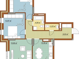 3-комнатная квартира, 78.63 м², 8-14/23 этаж