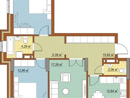 3-комнатная квартира, 79.34 м², 12/22 этаж