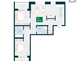 Продается 3-комнатная квартира Akadem Klubb, дом 1, 81.95 м², 6700000 рублей