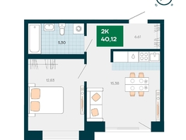 Продается 2-комнатная квартира Akadem Klubb, дом 1, 40.12 м², 3900000 рублей