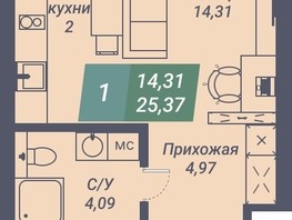 Продается Студия АК Voroshilov (Ворошилов), 25.37  м², 3247360 рублей