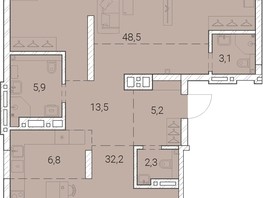 Продается 1-комнатная квартира ЖК Тайм Сквер, 128.5  м², 24354000 рублей