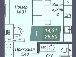 Продается Студия АК Voroshilov (Ворошилов), 25.8  м², 3405600 рублей