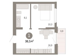 Продается 1-комнатная квартира ЖК Пшеница, дом 3, 36.48  м², 5230000 рублей