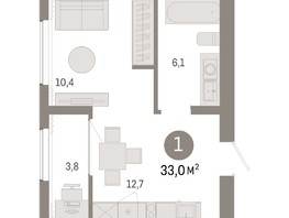 Продается 1-комнатная квартира ЖК Пшеница, дом 3, 32.99  м², 5280000 рублей