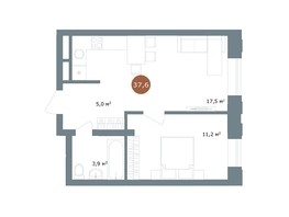 Продается 2-комнатная квартира ЖК 19/56 Кварталы Телецентра, сек 7, 37.6  м², 6900000 рублей