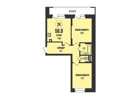 Продается 2-комнатная квартира ЖК Династия, дом 902, 58.8  м², 6620000 рублей
