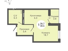 Продается Студия ЖК На Петухова, дом 2, 38.6  м², 3822000 рублей