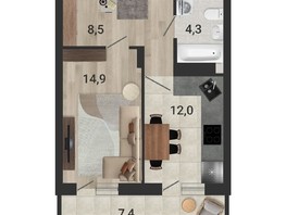 Продается 1-комнатная квартира ЖК Тетрис, корпус 1, 41.9  м², 7291000 рублей