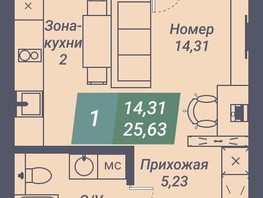 Продается Студия АК Voroshilov (Ворошилов), 25.63  м², 4357100 рублей