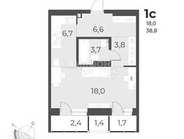 Продается 1-комнатная квартира ЖК Нормандия-Неман, дом 2, 37.3  м², 6600000 рублей