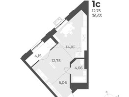 Продается 1-комнатная квартира ЖК Рафинад, дом 1, 36.6  м², 5050000 рублей