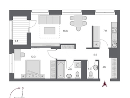 Продается 2-комнатная квартира ЖК Дом Нобель, 57.05  м², 16700000 рублей