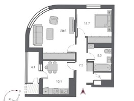 Продается 2-комнатная квартира ЖК Беринг, дом 2, 58.65  м², 11350000 рублей