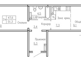 Продается 2-комнатная квартира ЖК Кольца, дом 13а, 51.3  м², 6000000 рублей