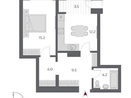 Продается 1-комнатная квартира ЖК ОСКАР, дом 1, 48.6  м², 10800000 рублей