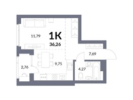 Продается 1-комнатная квартира ЖК Горская Лагуна, корпус 2, 34.88  м², 8500000 рублей