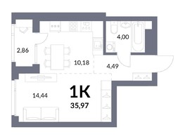 Продается 1-комнатная квартира ЖК Горская Лагуна, корпус 2, 34.54  м², 8400000 рублей