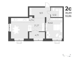 Продается 2-комнатная квартира ЖК Рафинад, дом 2, 53.1  м², 6380000 рублей