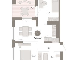 Продается 2-комнатная квартира ЖК Европейский берег, дом 44, 64.8  м², 11740000 рублей