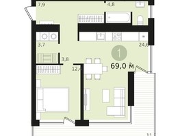 Продается 1-комнатная квартира ЖК Авиатор, дом 1-2, 69.04  м², 10800000 рублей