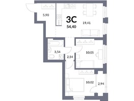 Продается 3-комнатная квартира ЖК Горская Лагуна, корпус 2, 52.93  м², 11400000 рублей