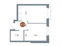 Продается 2-комнатная квартира ЖК 19/56 Кварталы Телецентра, сек 5, 30.79  м², 6200000 рублей