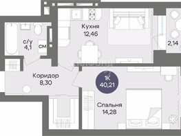 Продается 1-комнатная квартира ЖК Квартал на Российской, 40.21  м², 7150000 рублей