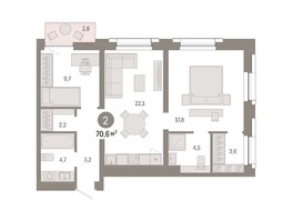 Продается 2-комнатная квартира ЖК Европейский берег, дом 44, 70.6  м², 10120000 рублей