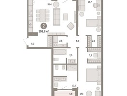 Продается 2-комнатная квартира ЖК На Декабристов, дом 6-2, 109.16  м², 22240000 рублей