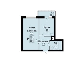 Продается 1-комнатная квартира ЖК Матрешкин двор, дом 2, 35.7  м², 4319700 рублей