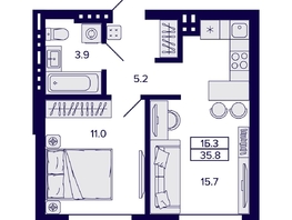 Продается 1-комнатная квартира ЖК Сподвижники, 35.8  м², 4400000 рублей