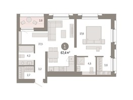 Продается 1-комнатная квартира ЖК Европейский берег, дом 44, 67.4  м², 10240000 рублей