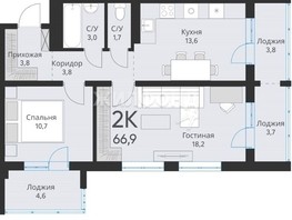 Продается 2-комнатная квартира ЖК Свои люди, 60.9  м², 5880000 рублей